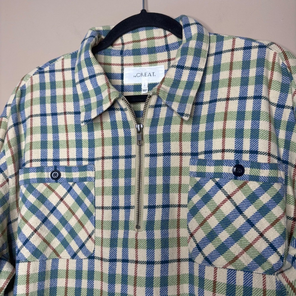 The Great. Mountaineer Pullover Flannel Raw Hem Cotton Sz 1/Small Cabin Outdoors
